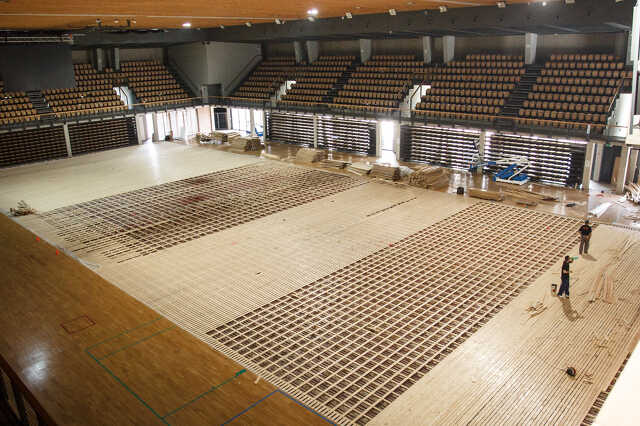 Arena Savaria parketta csere